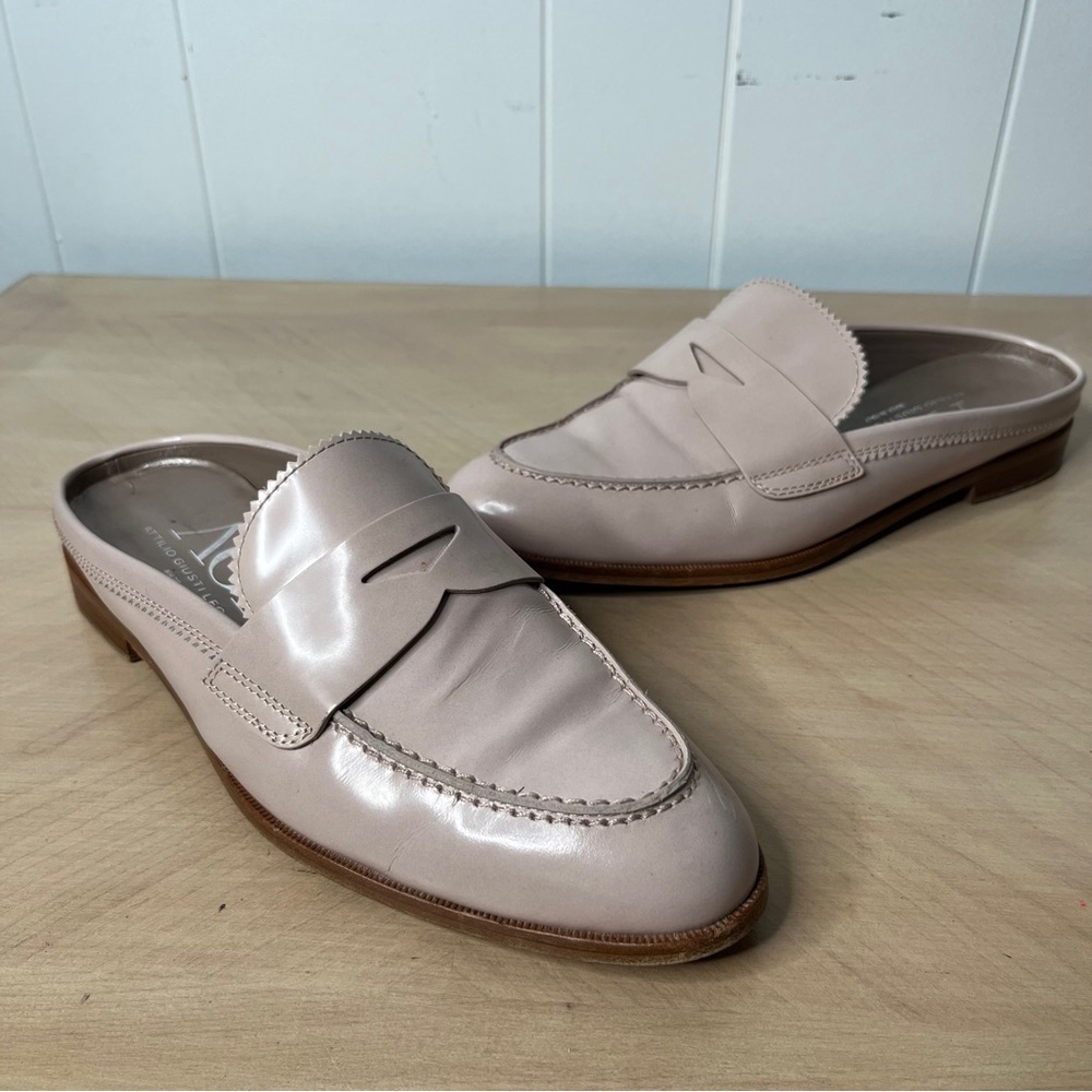 AGL Light Pink Patent Leather Penny Loafer Mules Women's EU 40